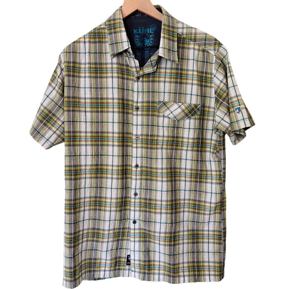 Kuhl Plaid Button Down Shirt, Medium, Short Sleeve